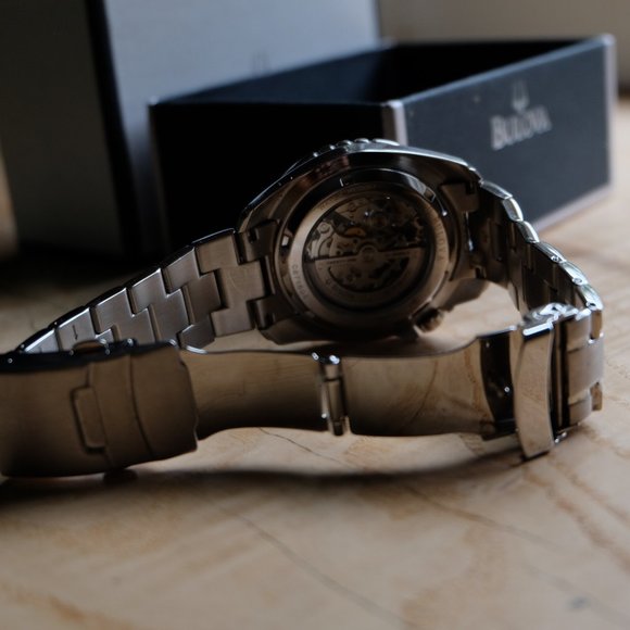 Bulova Marine Star Skeleton Automatic 21 Jewels Silver Tone Men's Watch - Picture 7 of 12